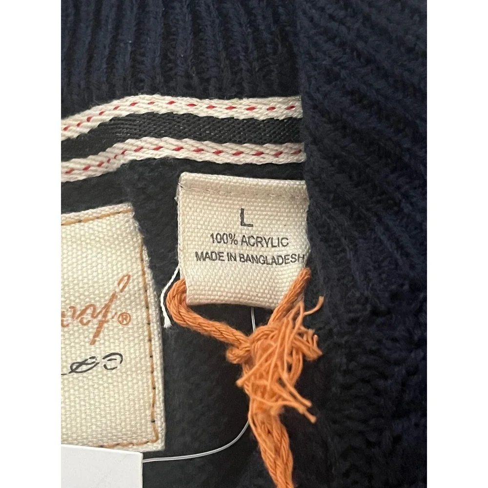 NWT Weatherproof Vintage Mens Dark Indigo Cable Knit Quarter Zip Sweater Sz Lg